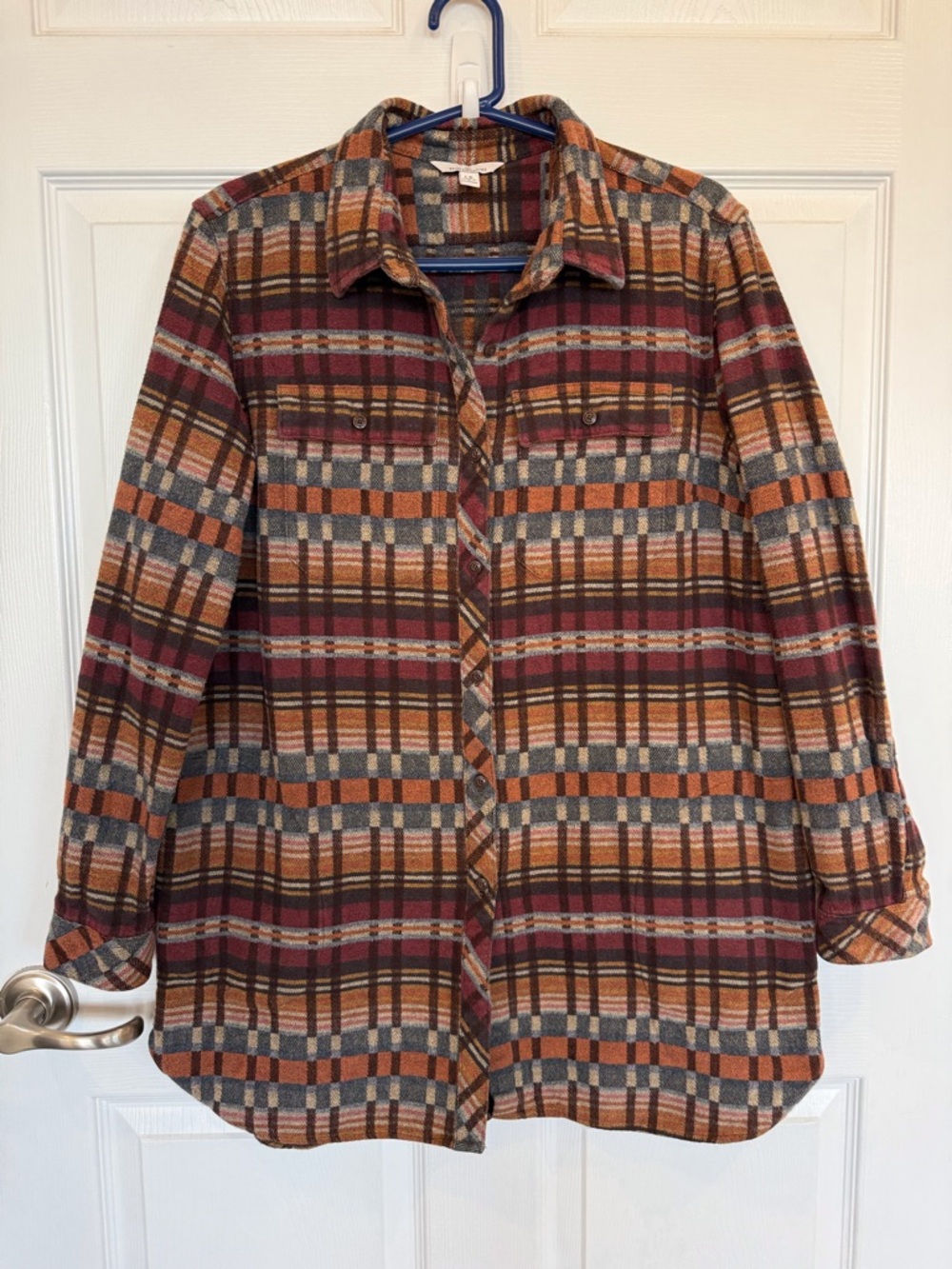 L.L. Bean Chamois cloth shirt shacket pockets thick cotton earthy outdoors